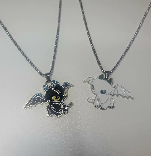 Dragon Matching Necklaces for Couples Lovers Boyfriend Girlfriend Gift Goth Emo Black White Cute Jewelry3