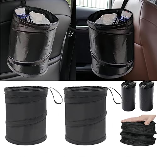sunanday Poubelle Voiture Pliable,2pcs Poubelle Voiture,Poubelles Voitures Interieur,Mini Poubelles Voitures,Accessoires Car,pour Voyage,Rangement Car,Noir