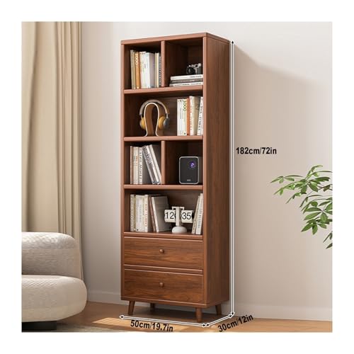 Estantería estrecha de madera con 4 niveles y doble cajón para dormitorio 4