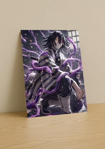 Image of NIJUKA Anime Printed A4 Size Metal sheet Poster For Home And Room Decoration | For Anime Art Fans Boys And Girls (Fan look Obanai Iguro)