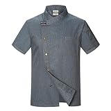 AAREHA Chefkoch Kleidung Personalisierte Chefkoch Mantel Unisex Hotel Küche Kleidung Männer' Sommer Kurz (Color : Gray, Size : XL)