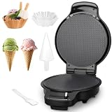 Baker's Friend Waffle Cone Maker Machine with Browning Control, 7.5β Ice Cream Cone Maker, Cone Roller & Bowl Press Included,Thin Waffle Maker Crispy, Nonstick Waffle Bowl Maker,Graphite