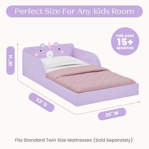 Delta Children Unicorn Wood Floor Toddler Bed with Reusable Stickers, Purple by Delta Children - Image 5