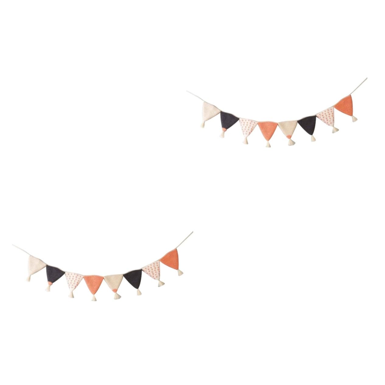 ibasenice 2pièces Guirlande De Fanions Coton Pour Décoration Anniversaire Shower Banderole Orange Pour Chambre Garçon Fille