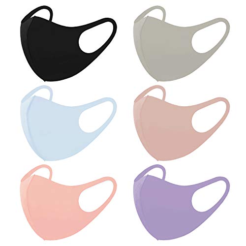 Light Weight Unisex Adult Fashion Face Covering, Reusable, Dust Proof, Washable, Cool 5 Mixed Colors (Set of 6)