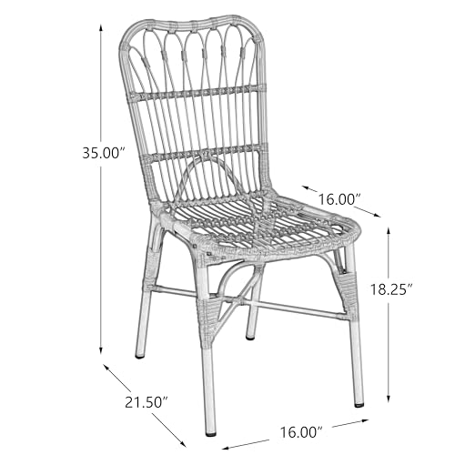 Christopher Knight Home Set of 2 Rekker Patio PE Wicker Dining Chairs, Outdoor Woven Rattan Accent Chair with Iron Frame, Fully Assembled Lounge Chair Outdoor for Garden/Backyard/Balcony, Natural by Christopher Knight Home - Image 2