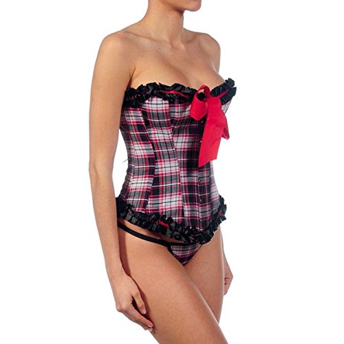 Intimax corsets lencería y moda Corset + Tanga Corsé, Rojo/Negro, S para Mujer