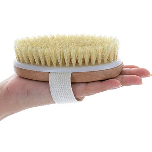 OSALADI Escova corporal seca, cerdas naturais, escova esfoliante de banho para escovação molhada ou