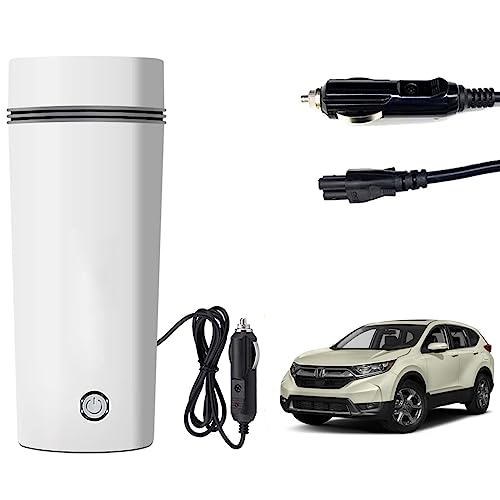 Image of Oshotto 12V Portable Electric Water Bottle for Hot Water Tea Coffee Kettle Mug Multipurpose Food Grade Fast Boil Auto Shut-off For Travel Camping, Road Trip Compatible with Honda CR-v (350ml) - White