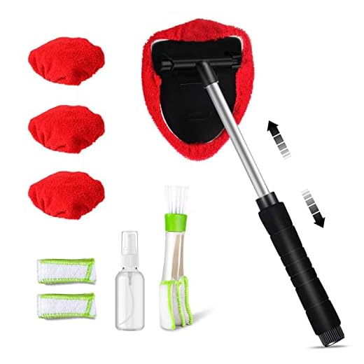 Masthome Kit de Herramientas de Limpieza para automóviles, Parabrisas Interior y Exterior, limpiacristales con Limpiador de persianas, 2 paños de Microfibra
