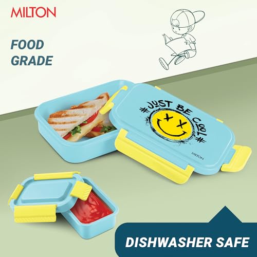 Image of MILTON Big Candy Tiffin Lunch Box for Kids Boys & Girls with Leak-Proof Inner Container| Food Grade,BPA Free,Compact & Durable Snacks Box for Kids I Plastic Spoon & Fork, 830 ml, Sky Blue