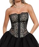 Popilush Corset Tops for Women Shapewear Sculpting Lace Top Detachable Strap Bustier with Buckle Summer Splash