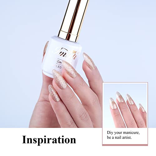 Imtiti Glitter Gel Nail Polish, 1 Pcs 0.5 Fl Oz Champagne Gold Glitter Gel Polish Soak Off LED U V Nail Gel Polish Nail Polish DIY Nail Art Starter Manicure Salon Gel Nail Polish Kit for Women Girls