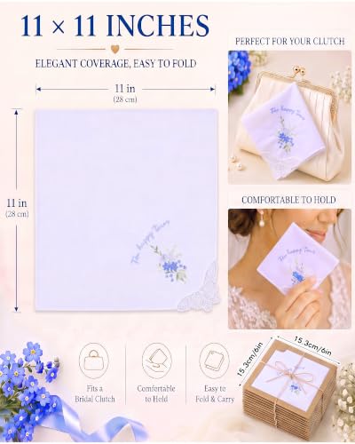 Image of Kinlop 6 /12 Pcs Happy Tears Handkerchiefs Lace
