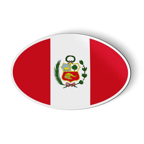 Imán Ovalado de Bandera de Perú 5.5" miniatura 1