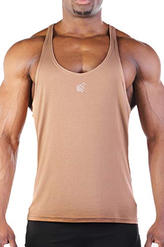 Jed North - Camiseta de tirantes para gimnasio con espalda cruzada, Hombre, UKTank007-Brown-XL, marrón, extra-large