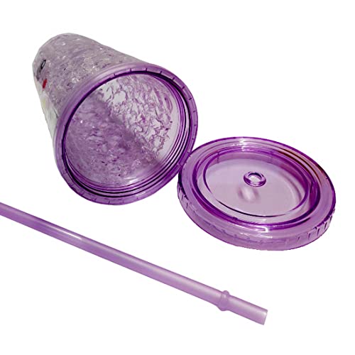 Image of BonZeal Pack of 1 Acrylic Freezing Gel Purple Peppa Pig Sipper Tumbler with Lid Straw 450 ml