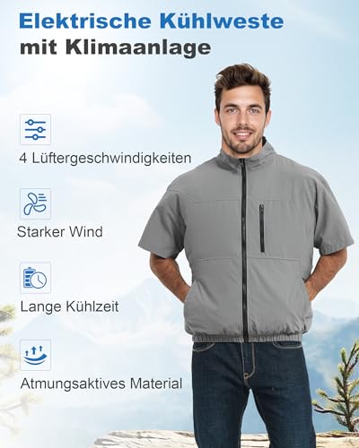FERNIDA Kühlweste mit 10000mAh 7.4V Akku, Elektrische Kühlende Weste mit 4 Ventilatoren für Sommer, Heißes Wetter, Atmungsaktive Kühlkleidung für Herren und Frauen, XL