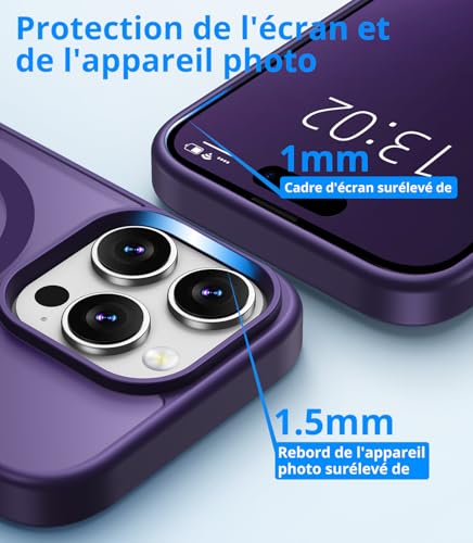 Coque iPhone 16 Pro Max antichoc de qualité militaire violette