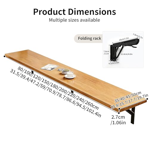 Table rabattable murale bois massif de qualité supérieure 100 * 35cm - 3