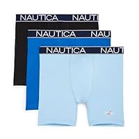 Nautica Men's 3-Pack Cotton Stretch Limited Edition Boxer Briefs, Noon Blue/Pro Blue/Black