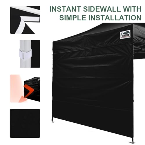 Image of Eurmax USA 10x6.4 Pop Up Canopy SunWall-UV Protection for Tents,Blocks Sunlight&Wind,Water Resistant Side Wall Only,Easy Hook & Loop Installation,Fit for 10FT Straight Leg Shelters&Gazebo,Black