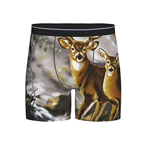 SEAEAGLE Real Tree Camouflage Deer Mens Boxer Briefs Extended Panties Sports Tight Underpants Breathable Elasticity