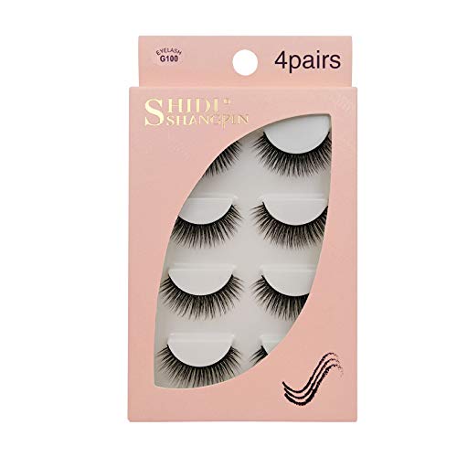 STYLEAGAL False Eyelashes - 4 Pairs Multipack Natural 3D False Eyelashes Natural Thick Hand-Made Faux Mink Eyelashes Extension(G102)