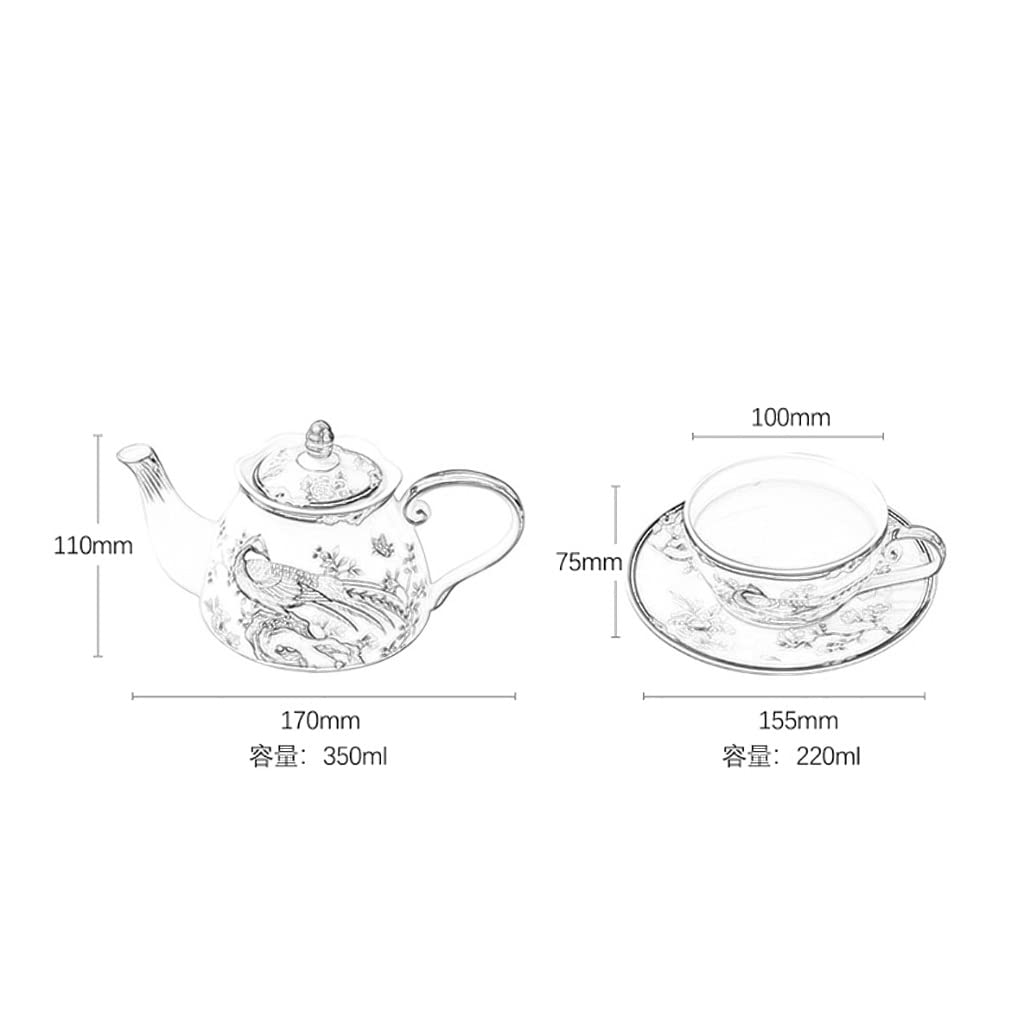 Teiera di fiori in ceramica fiore uccello tazza piattino pentola di vetro resistente al calore Set tazza di caffè tè pomeridiano Set da tè
