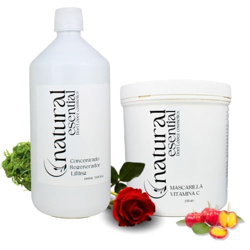Pack Mascarilla Reafirmante con Alginato 250 g y Concentrado Regenerador Lifting 1000 ml | Maderoterapia | Efecto lifting, Mejora la firmeza y Elasticidad de la piel, Tonifica y Rejuvenece.