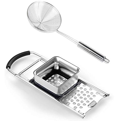 Bestdon Stainless Steel Spaetzle Maker with Rubber Handle and Skimmer Homemade Egg Noodle Dumpling Perfect Sized for pots and Pans Making Tool