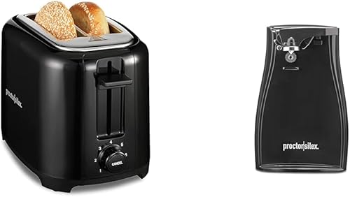 Proctor Silex Tostadora de 2 rebanadas con ranuras extra anchas para bagels, paredes frías al tacto, selector de sombra, tostadas, botón de apagado