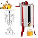 LZQ Manuelle Honigschleuder Edelstahl 3 Rähmchen, Tangentialschleuder Honigextraktor Handbetrieb, Honigextractor Zentrifugen Honig Extractor für Imkerei, Höhenverstellbar, Bienenzucht Zubehör