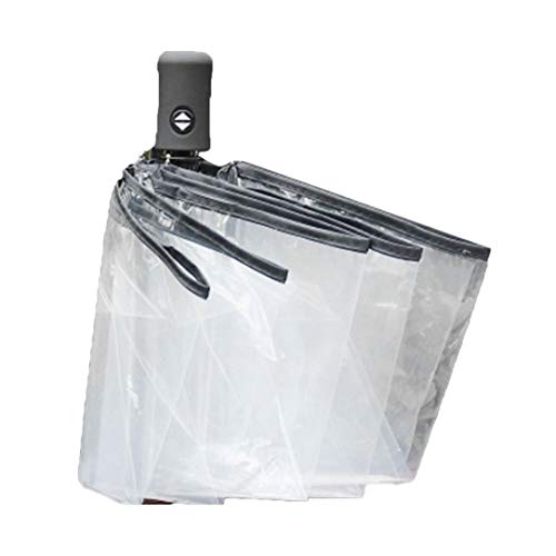 Preisvergleich Produktbild Monllack Kompakte Vollautomatische Regenschirm DREI Folding Klar Windsicher Regenschirme Damen Herren 8 Rib Regenschutz Transparente Umbrella Geschenk