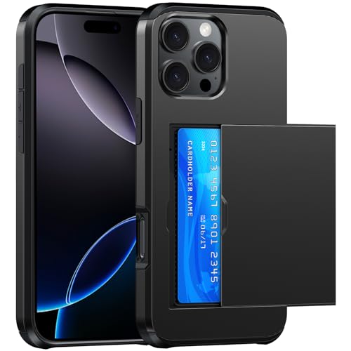 SZSSZSM Wallet for iPhone 16 Pro Max Case with Card Holder Black