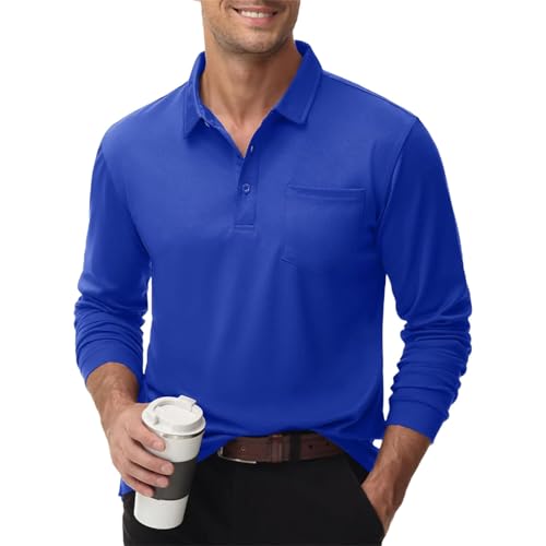 Polo de golf à manches longues homme coupe décontractée gris