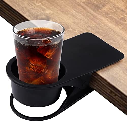 Kalolary Drinking Cup Holder Clip- Chair and Table Bottle Cup Stand The DIY Glass Clamp Storage Saucer Clip Water Coffee Mug Holder Saucer Clip Design for Home & Office, Black