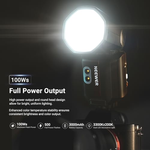 Image of NEEWER Z3-S 100Ws 2.4G TTL Hot Shoe Flash Speedlite Compatible with Sony Cameras, Compatible with Godox, Touch Screen, 1 /8000s HSS, 2 Modeling Lamps, TTL /M Toggle, 3000mAh /500 Full Power Flash Light