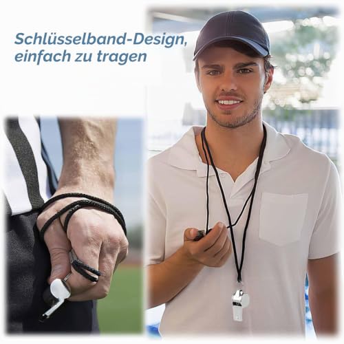 Neerow Pfeife, Edelstahl Trillerpfeife, 2 Stück Schiedsrichter Pfeife