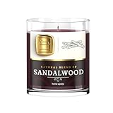 Large Sandalwood Candle - Candle Gift for Women & Men with Lid - (280g/60hr) Long Burn Time with Sandalwood, Oud & Saffron - Organic & Vegan Scented - Relaxation, Aromatherapy & Wellness