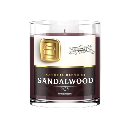 Large Sandalwood Candle - Candle Gift for Women & Men with Lid - (280g/60hr) Long Burn Time with Sandalwood, Oud & Saffron - Organic & Vegan Scented - Relaxation, Aromatherapy & Wellness