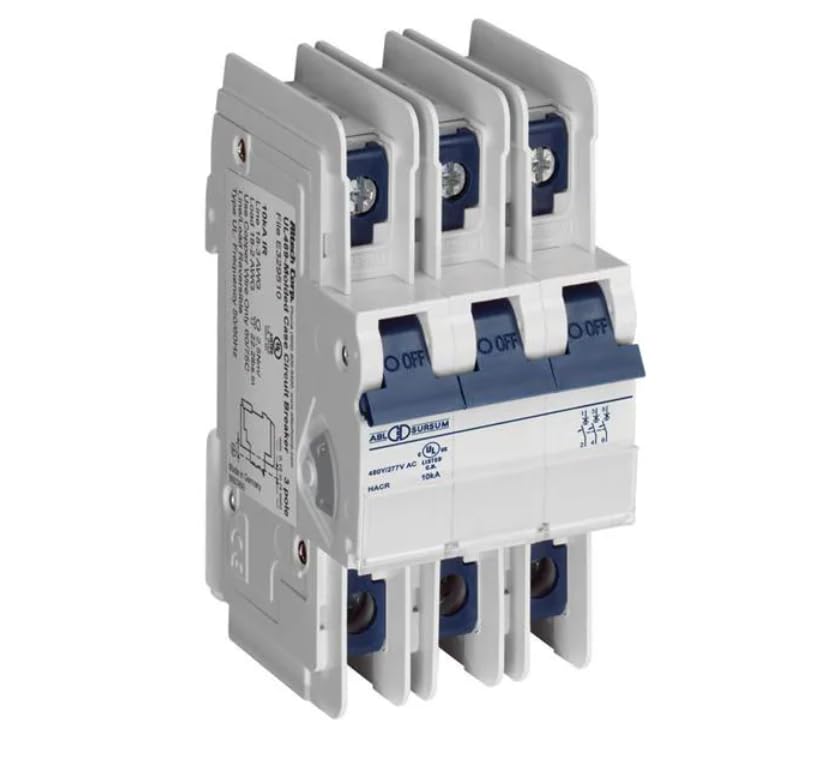 3C2UL, Circuit Breaker, Thermal, 2A, DIN, 3 Pole, 480Y/277VAC, Ring Tongue, UL Series