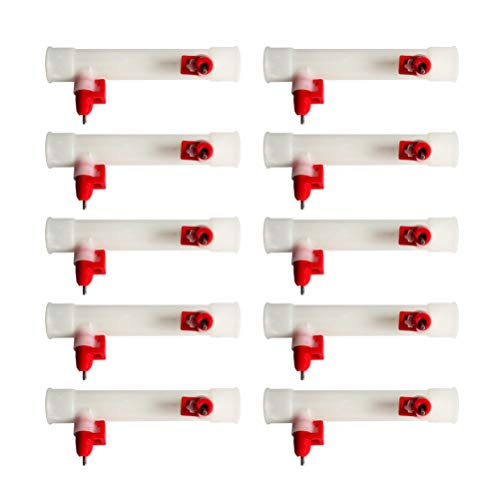 Yarnow 10pcs Automatic Chicken Waterer Poultry Nipple Drinker Feeders Pigeon Chicken Drinking Bowl for Water Tube (White)