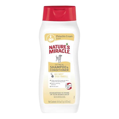 Natures Miracle Oatmeal Shampoo for Dogs 16 Ounces Pistachio Cream Scent
