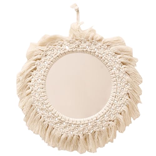 Espejo de pared vintage chic decorativo redondo antiguo espejo para apartamento, dormitorio o guardería