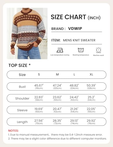 VDWIP Mens Knit Sweater Grandpa Vintage Knitted Sweaters Oversized Striped Spring Pullover Casual Long Sleeve Pullovers