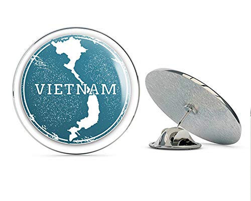 Vietnam Map Grunge Rubber Travel Stamp Round Metal 0.75