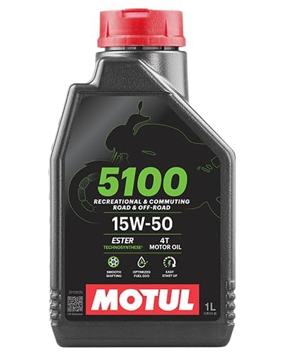 Motul 104080 5100 4T Hybrid 15W-50 API SM Technosynthese Semi Synthetic Engine Oil for Bikes (1 L)