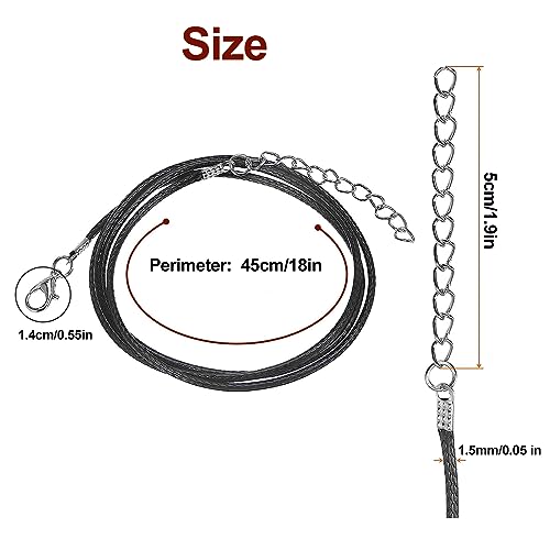 60 PCS Black Necklace Cord, Waxed Necklace Cord String with Lobster Clasp - Image 2