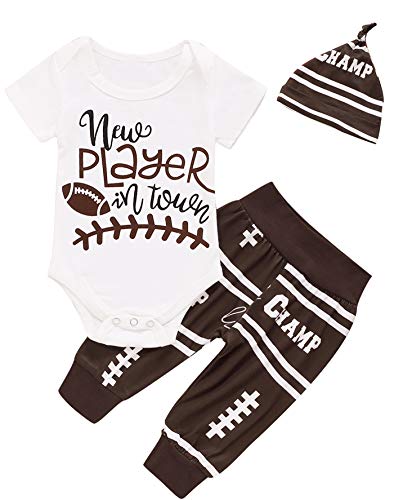 Image of Aslaylme Newborn Baby Boy Clothes Coming Home Outfit New Player in Town Romper